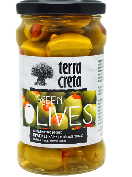 Оливки Terra Creta зелені з перцем 315мл
