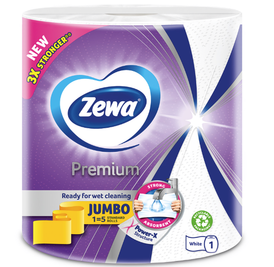 Рушники Zewa Premium Jumbo 1=5 паперові 3ш 1шт