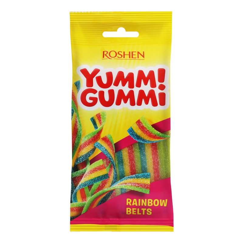 Цукерки Roshen Yummi Gummi Rainbow Belts желейні 70г