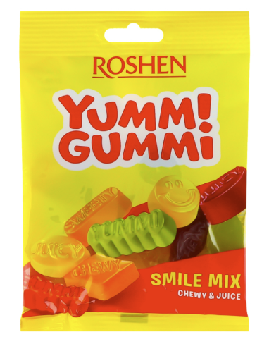 Цукерки Roshen Yummi Gummi Smile Mix желейні 70г