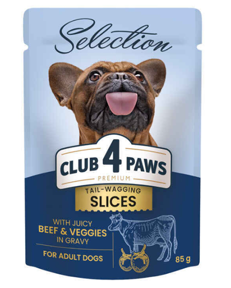 Фото 1 - Корм Клуб 4 Лапи Premium Selection+ Adult Slices Яловичина та овочі для собак 85г