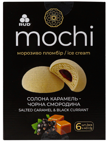 Морозиво Рудь Mochi Смородина-солона карамель 6х40г